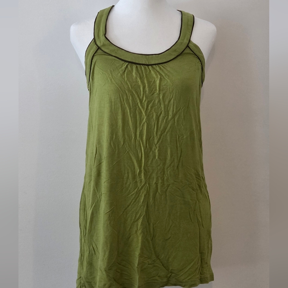 Kensie Olive Green Tank Top with Dark Trim